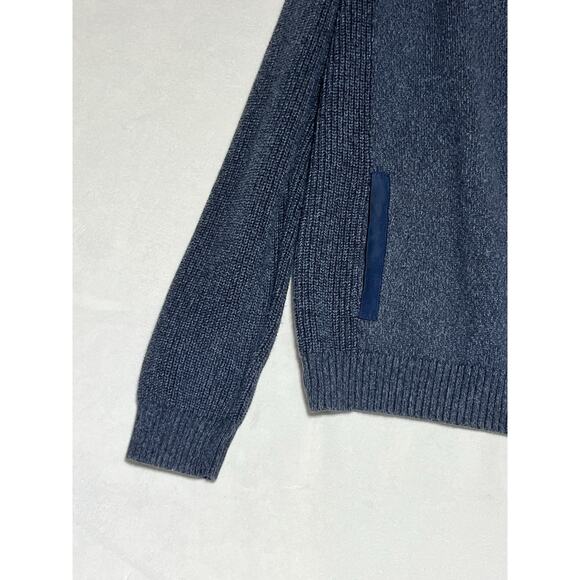 Daniel Hecter Cardigan Sweater Mens XL Blue Heathered Zip Up Mock Collar Pockets - Picture 8 of 13